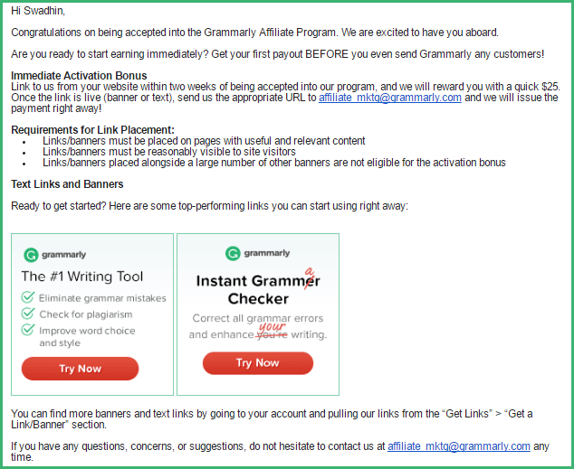 Click here to apply and get Grammarly $25 affiliate activation bonus How to get Grammarly $25 activation bonus