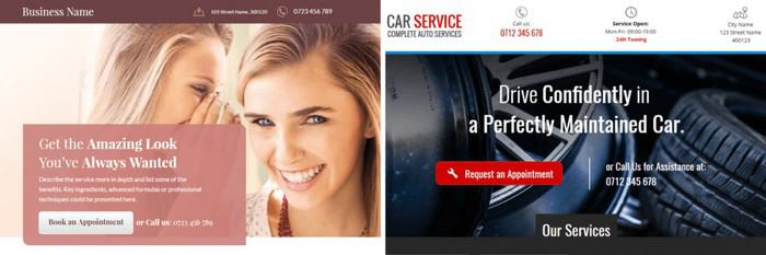 create landing page on domain
