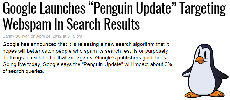 Google Launches Penguin Update Targeting Webspam In Search Results Google Launches Penguin Update Targeting Webspam In Search Results