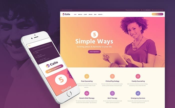 Calio theme: Free therapy and counselling WordPress theme