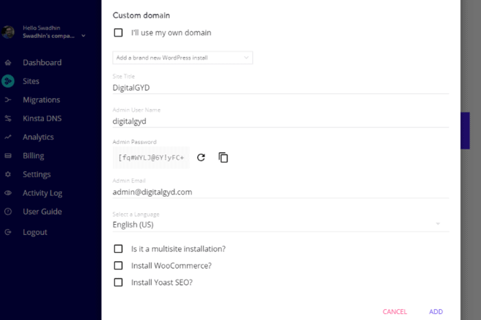 configure wordpress details