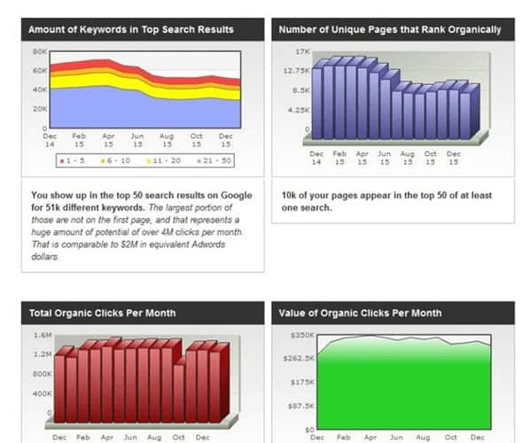 Detailed reporting feature of SpyFu 