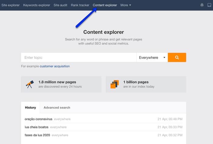 ahrefs content explorer