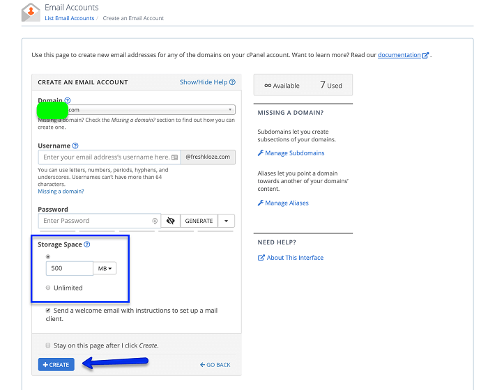 create your email address