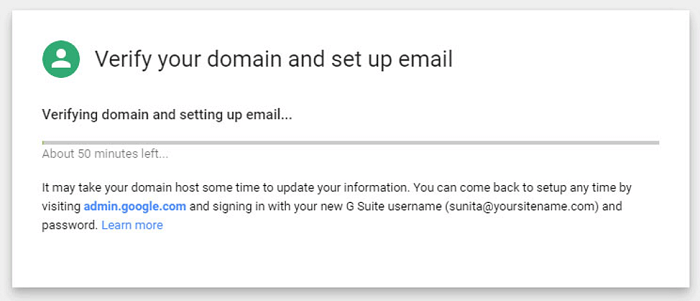 domain verification process in G Suite
