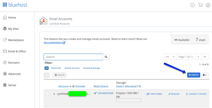 professional email account management in Bluehost