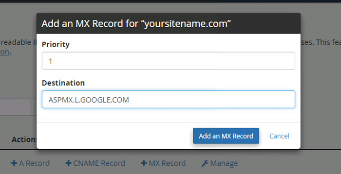 Add the new MX record