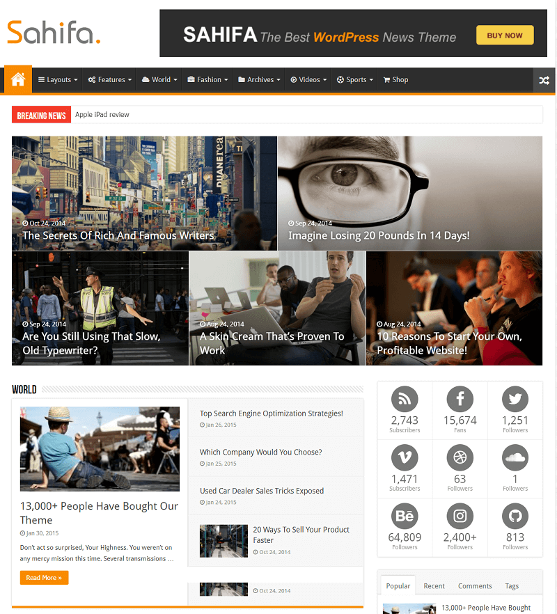 sahifa adsense theme