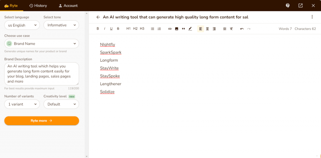 Brand-name rytr tool