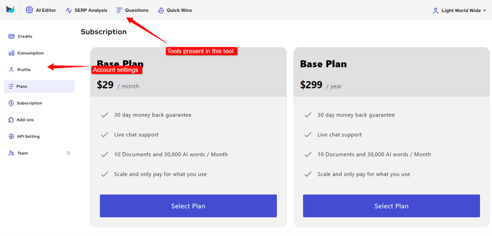 Outranking dashboard