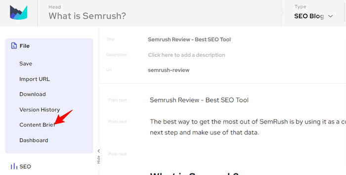 content brief option