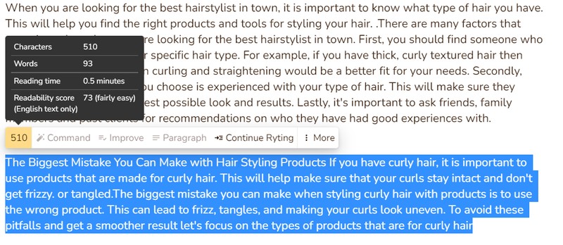 rytr readability feature
