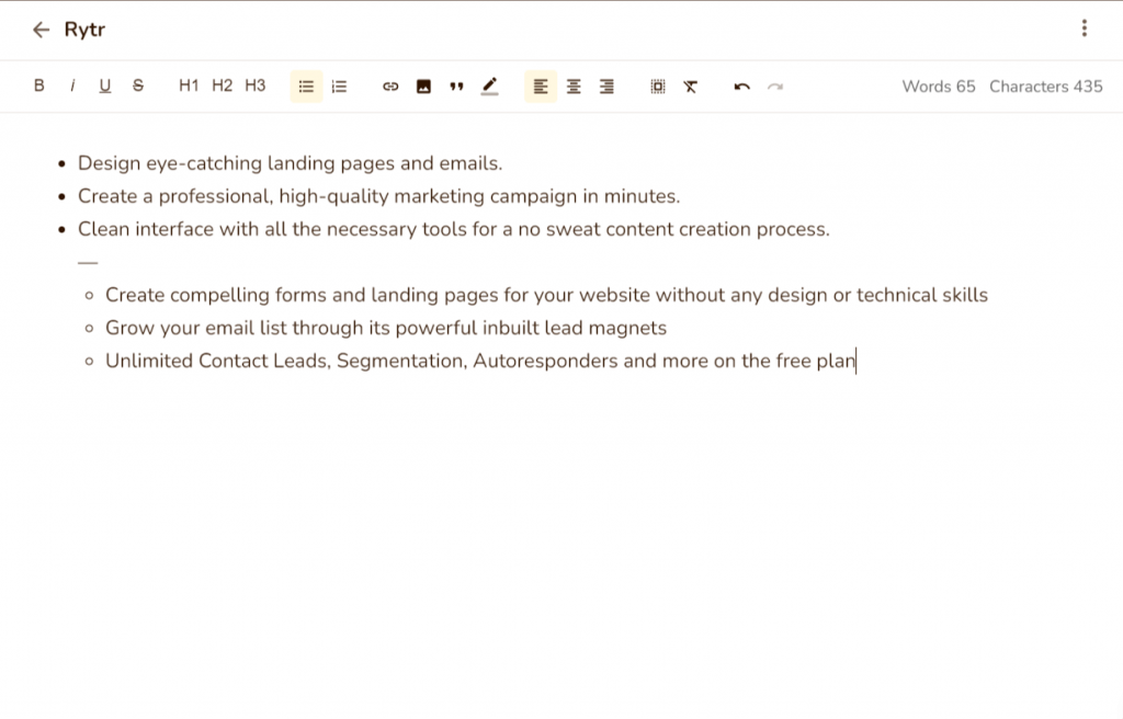 rytr copywriting example