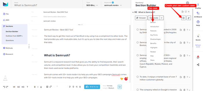 section builder outranking