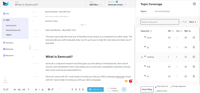 topic coverage tool outranking