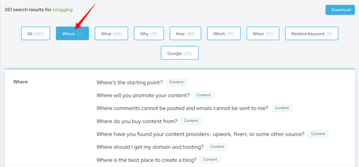 where question keywords