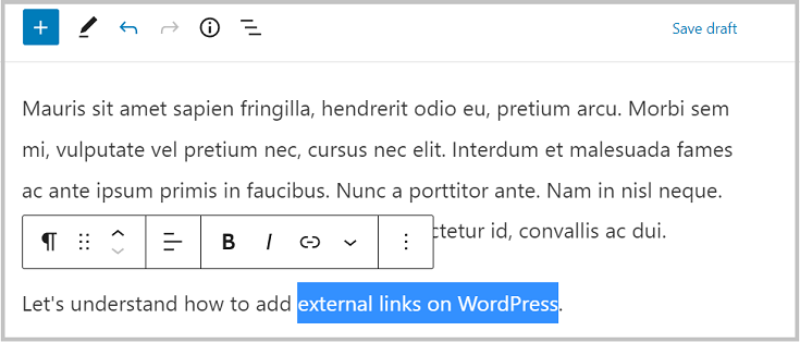 how to add external links on WordPress