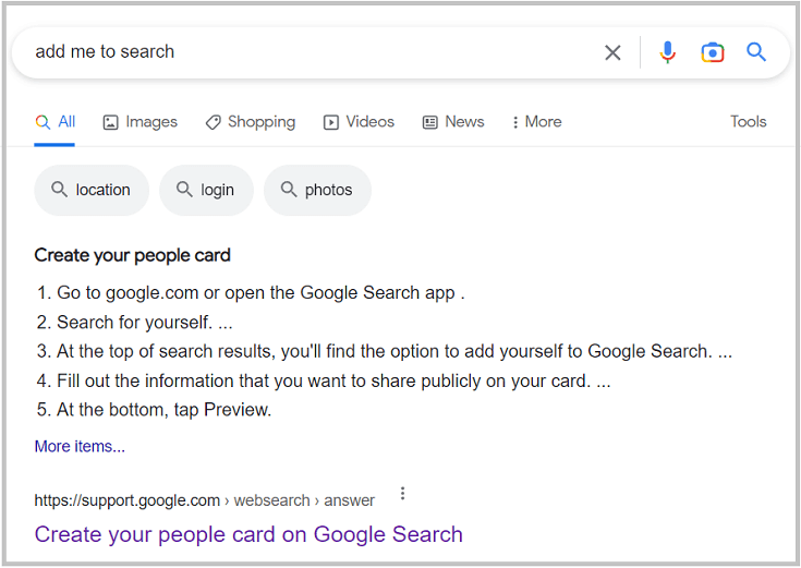 add me to search desktop