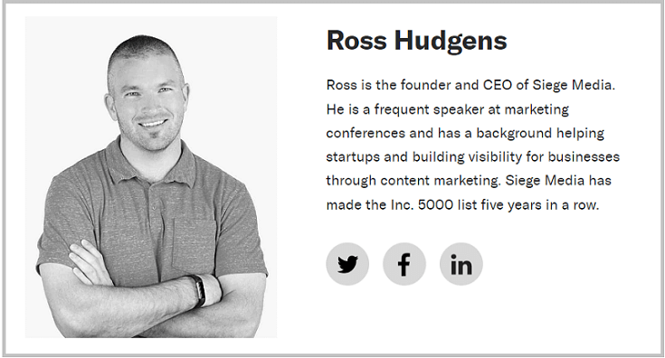 Blog post checklist: Author bio example