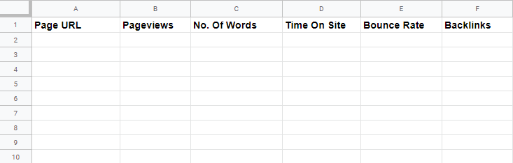 content inventory sheet