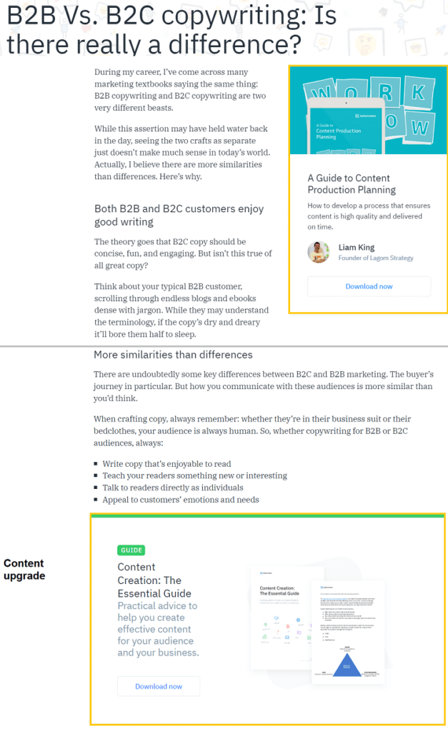 content upgrade example