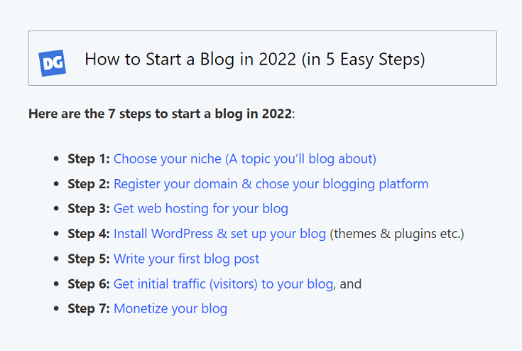 Blog Post Checklist: Add table of contents