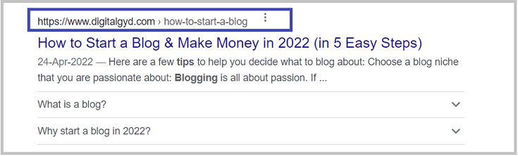 url structure in serp