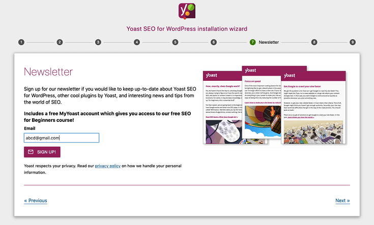yoast setup