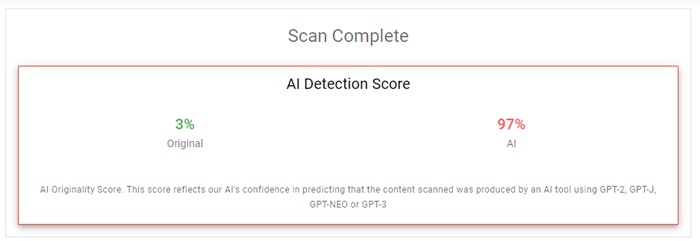 Originality.AI demo output