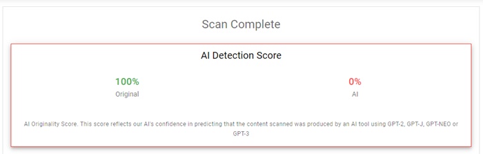 Originality.AI test 3: manual editing