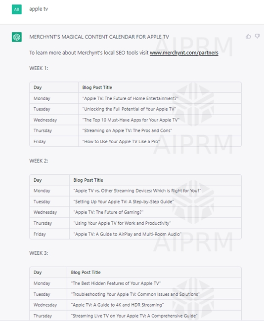 AIPRM for ChatGPT output