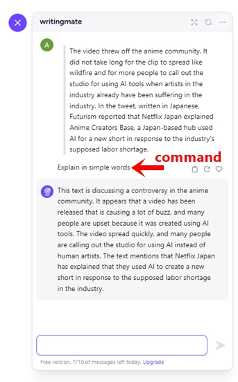 Writing Mate command